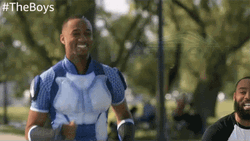 The Boys A Train Laughing While Running GIF