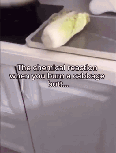 The Chemical Reaction When You Burn A Cabbage Butt Is Shown In A Video GIF