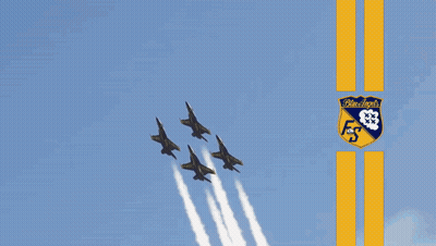 The Cockpit Of A Fighter Jet With A Badge That Says Blue Angels GIF