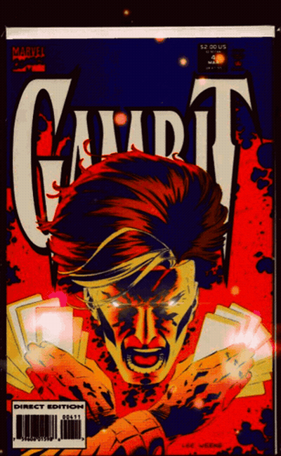 The Cover Of A Comic Book Called Gambit By Marvel Comics GIF