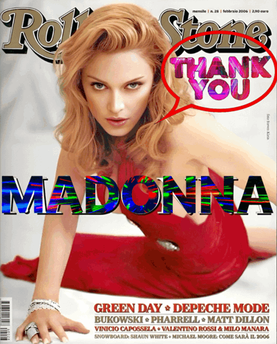 The Cover Of Rolling Stone Magazine With Madonna On The Cover GIF