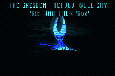The Crescent Headed Will Say ' Git ' And Then ' Gud ' On A Dark Background GIF