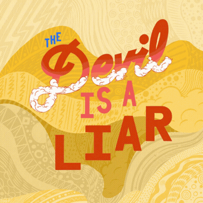 The Devil Is A Liar On Yellow Background GIF