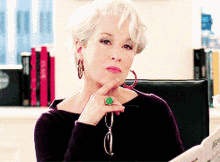 The Devil Wears Prada Meryl Streep Thinking GIF