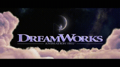 The Dreamworks Logo Is Surrounded By Clouds And A Moon . GIF
