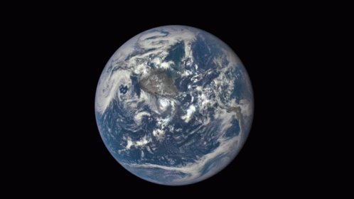 The Earth And The Moon Are Shown In A Black Background GIF