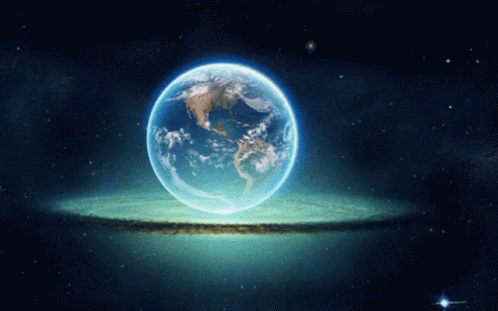 The Earth Is Surrounded By A Blue Ring In Space GIF