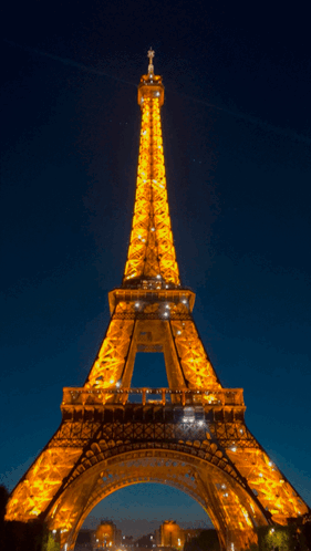 The Eiffel Tower Is Lit Up At Night GIF
