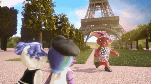 The Eiffel Tower Is Visible In The Background Of This Animation GIF