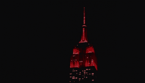Empire State Building Lit Up In Red Lights GIF