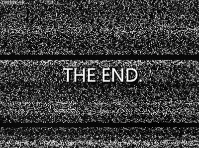 The End On Black And White Noisy Background GIF