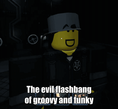The Evil Flashbang Of Groovy And Funky Is Written On A Cartoon Character GIF