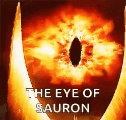 The Eye Of Sauron From The Lord Of The Rings Is Glowing In The Dark . GIF