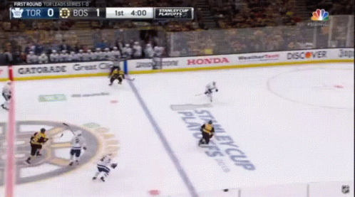 The First Round Of The Stanley Cup Playoffs Is Being Played Between The Boston Bruins And The Toronto Maple Leafs GIF