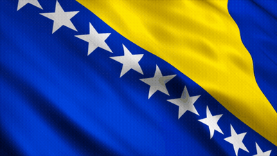 The Flag Of Bosnia And Herzegovina Is Blue And Yellow With White Stars GIF