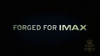 The Forged For Imax Logo Is On A Dark Background GIF