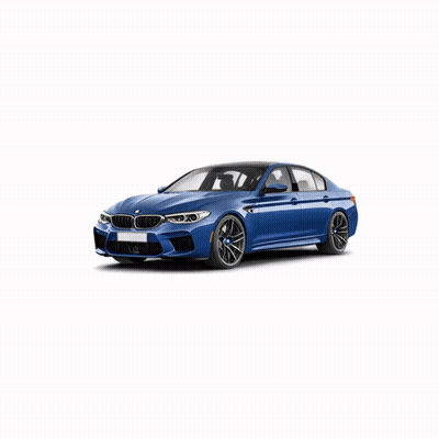 The Front Of A Blue Bmw With The Letters M On It GIF