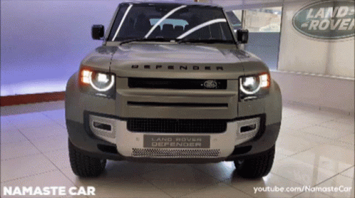 The Front Of A Land Rover Defender Is Shown GIF
