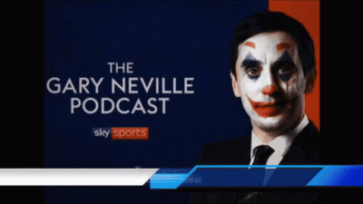 The Gary Neville Podcast Shows A Man With A Clown Face Painted On His Face GIF