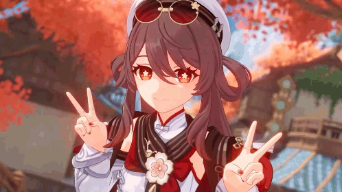 The Girl Is Wearing A Hat And Sunglasses And Making A Peace Sign . GIF