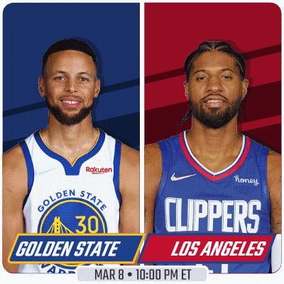 The Golden State Warriors And Los Angeles Clippers Are Playing On March 8Th At 10:00 Pm Et GIF