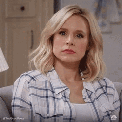 The Good Place Show Kristen Bell As Eleanor Shellstrop Shaking My Head Reaction GIF