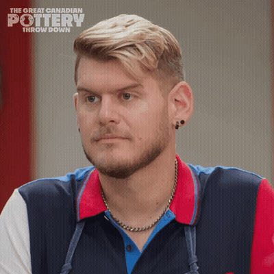 The Great Canadian Pottery Throw Down Shows A Man With Blonde Hair GIF
