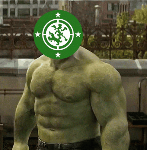 The Hulk Has A Green Circle On His Head GIF