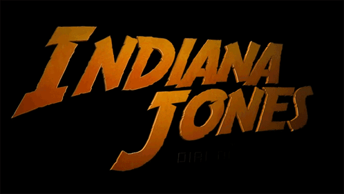 The Indiana Jones Logo Is Shown On A Dark Background GIF