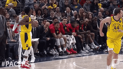 The Indiana Pacers Are Playing A Game Of Basketball Against The Chicago Bulls GIF