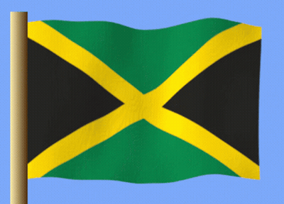 The Jamaican Flag Is Waving In The Wind Against A Blue Sky GIF
