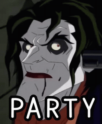 The Joker Is Holding A Gun In His Hand And Says Party GIF