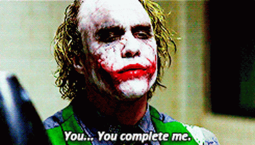 The Joker Says " You Complete Me " In A Close Up GIF