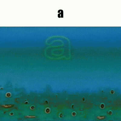 The Letter A Is Floating In The Water On A Blue Background . GIF