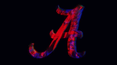 The Letter A Is Silhouetted Against A Red Background With A Striped Pattern . GIF