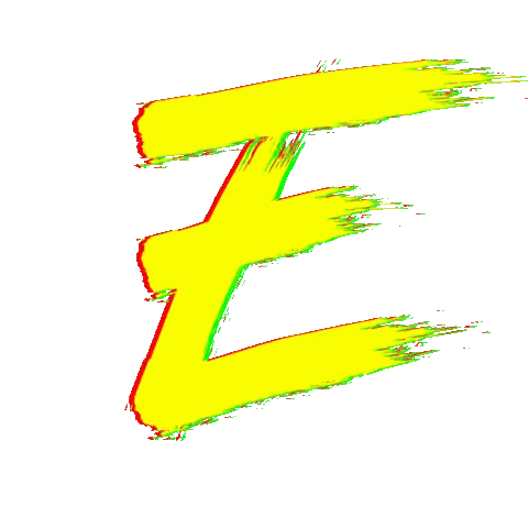 The Letter E Is Painted In Yellow Green And Red Sticker