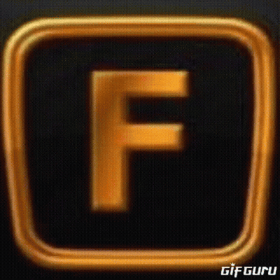 The Letter F Is In A Gold Frame On A Black Background . GIF