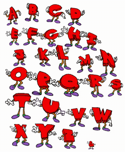 The Letters Of The Alphabet Are Animated In A Cartoon Style GIF