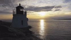 The Lighthouse Beautiful Calm Sunrise GIF