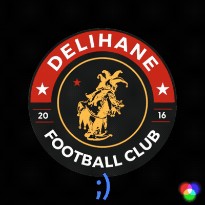The Logo For Delihane Football Club Has A Jester On A Horse GIF