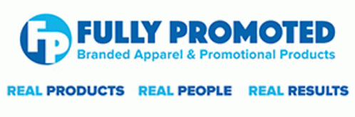 The Logo For Fully Promoted Branded Apparel & Promotional Products GIF