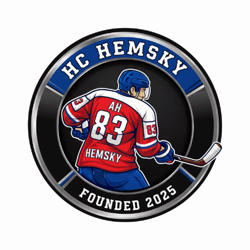 The Logo For Hc Hemsky Shows A Hockey Player Holding A Stick GIF