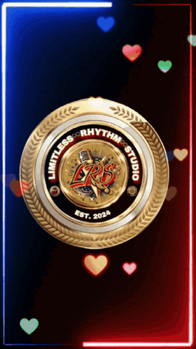 The Logo For Limitless Rhythm Studio Has A Microphone In The Center GIF
