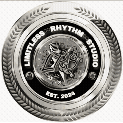 The Logo For Limitless Rhythm Studio Shows A Microphone And A Star GIF