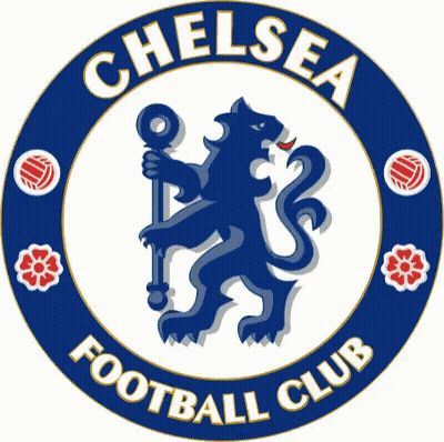 The Logo For The Chelsea Football Club Has A Lion Holding A Cane GIF