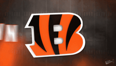 The Logo For The Cincinnati Bengals Is Shown In Orange And Black GIF
