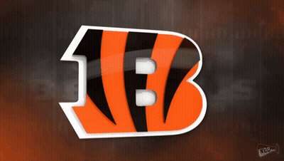 The Logo For The Cincinnati Bengals Is Shown In Orange And Black GIF