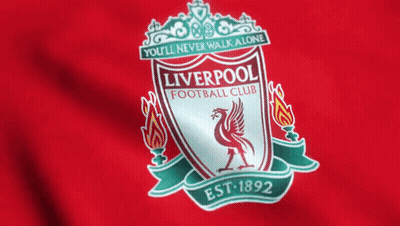 The Logo For The Liverpool Football Club Is On A Red Background GIF