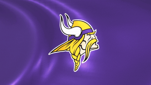The Logo For The Minnesota Vikings Is Shown Against A Purple Background GIF