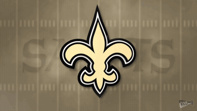The Logo For The New Orleans Saints Is Shown On A Football Field GIF